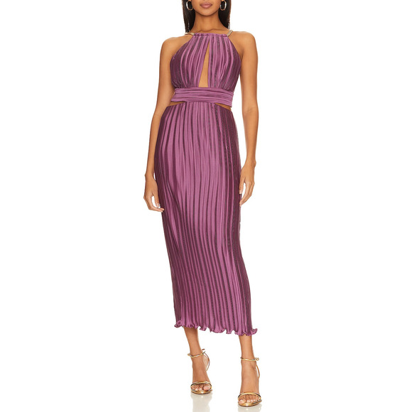 Aiifos 'Valerie' Purple lisse Gold Strap Dress Size M - NWT